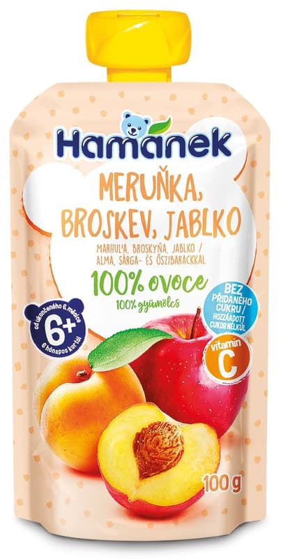 Hamánek Fruit pouch apricot, peach and apple