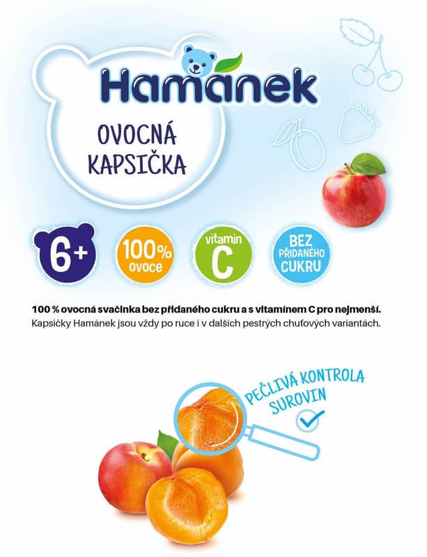 Hamánek Fruit pouch apricot, peach and apple