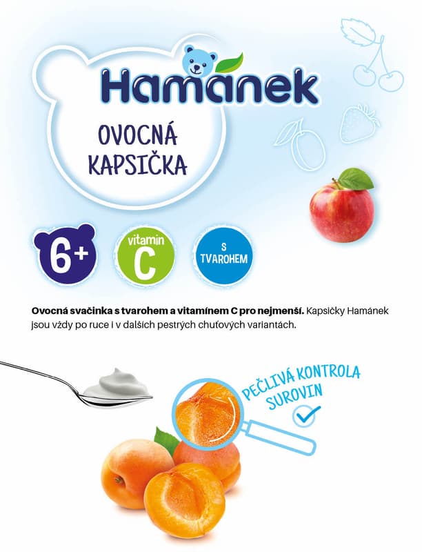 Hamánek Fruit pouch apricot and apple with cottage cheese