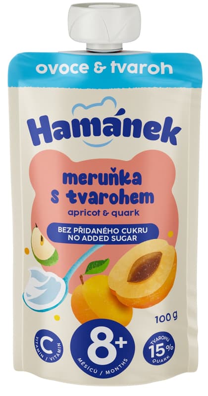 Hamánek Fruit pouch apricot and apple with cottage cheese