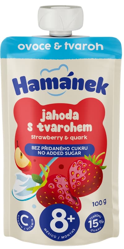 Hamánek Fruit pouch strawberry and apple with cottage cheese