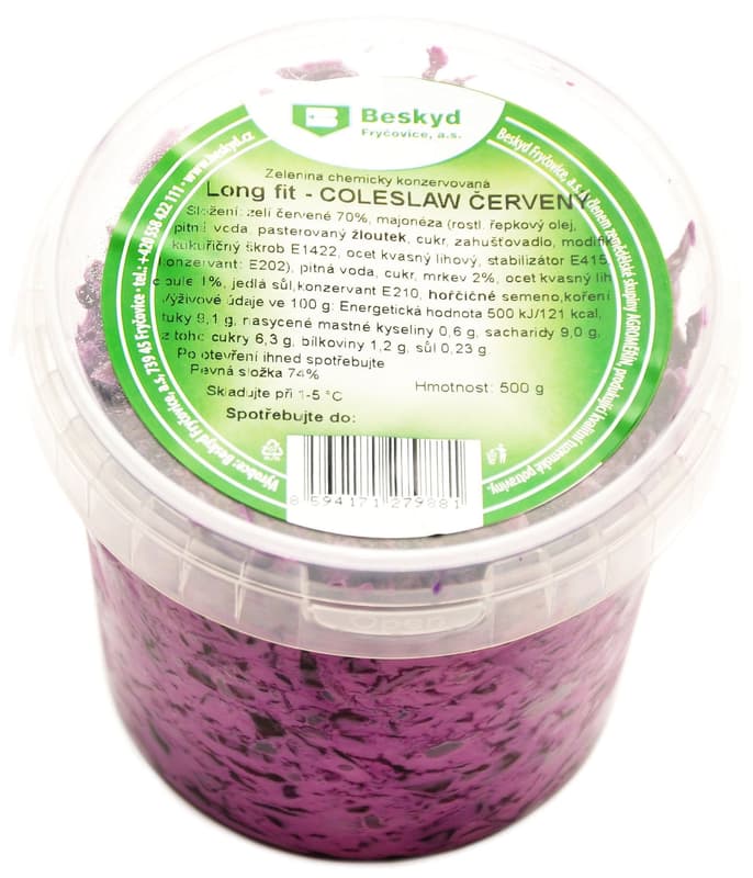 Long fit Červený coleslaw salát, kbelík