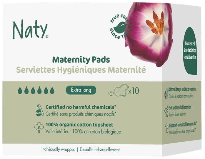 Naty ECO maternity pads after childbirth