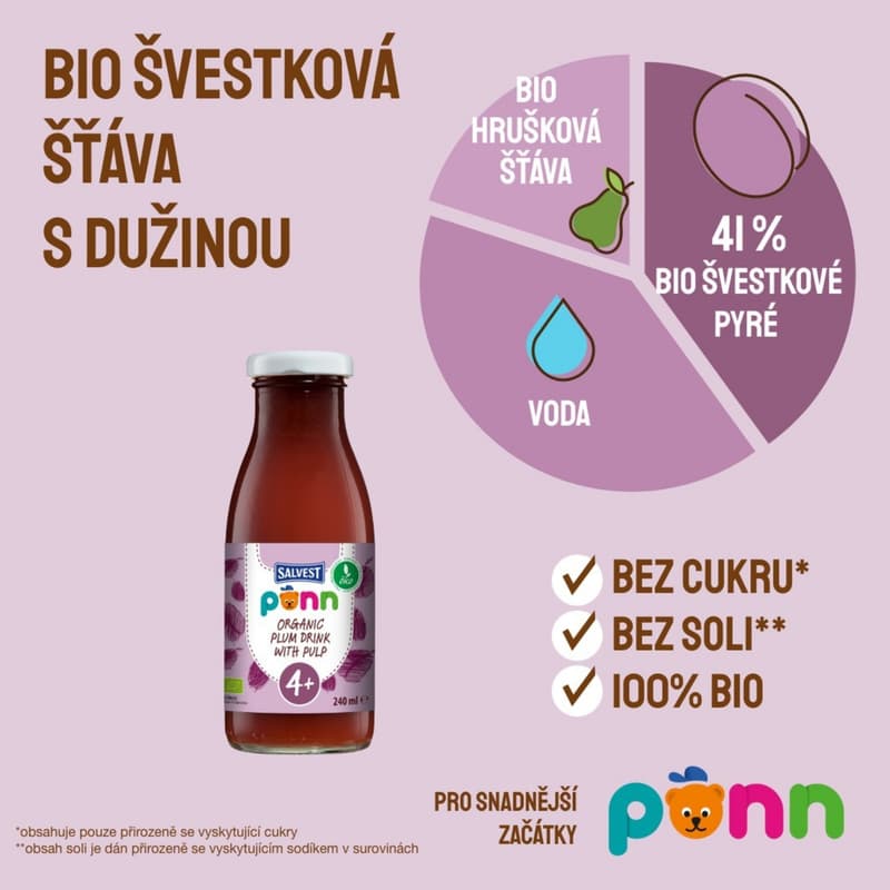 Salvest Põnn BIO Švestková šťáva s dužinou