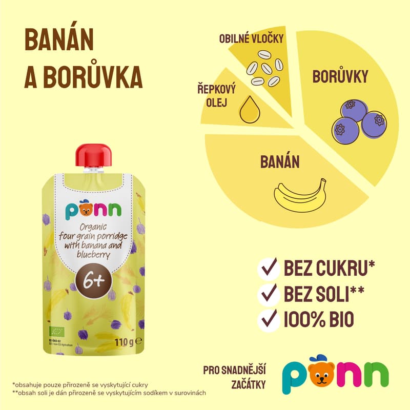 Salvest Põnn BIO Kapsička banán, borůvka a obilné vločky