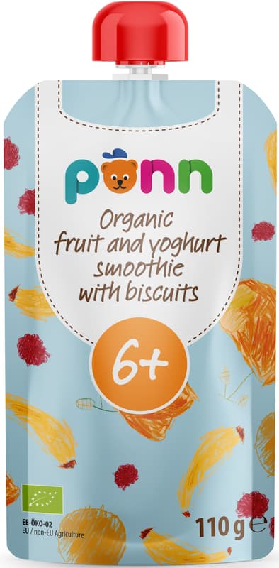 Põnn BIO Pocket of fruit smoothie with yogurt and biscuits