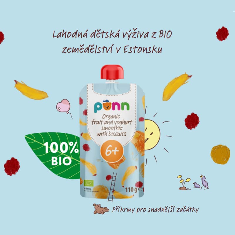 Põnn BIO Pocket of fruit smoothie with yogurt and biscuits