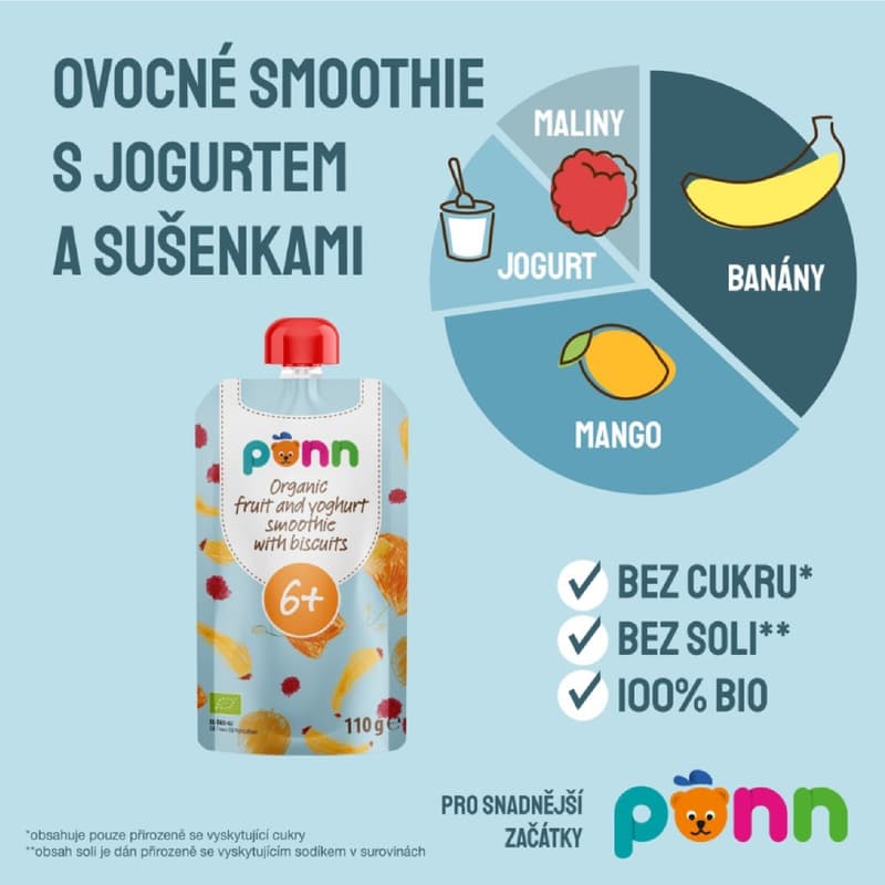 Põnn BIO Pocket of fruit smoothie with yogurt and biscuits