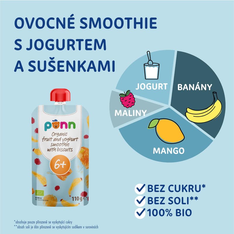 Põnn BIO Pocket of fruit smoothie with yogurt and biscuits