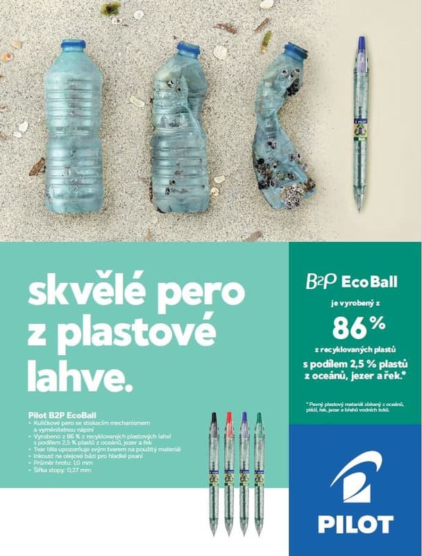 Pilot Ecoball Ocean Plastic sada barevných kuličkových per, šířka stopy 0,27mm, šířka hrotu 1mm