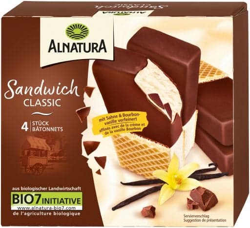Alnatura BIO Sandwich Ice Cream classic Multipack 4x110ml
