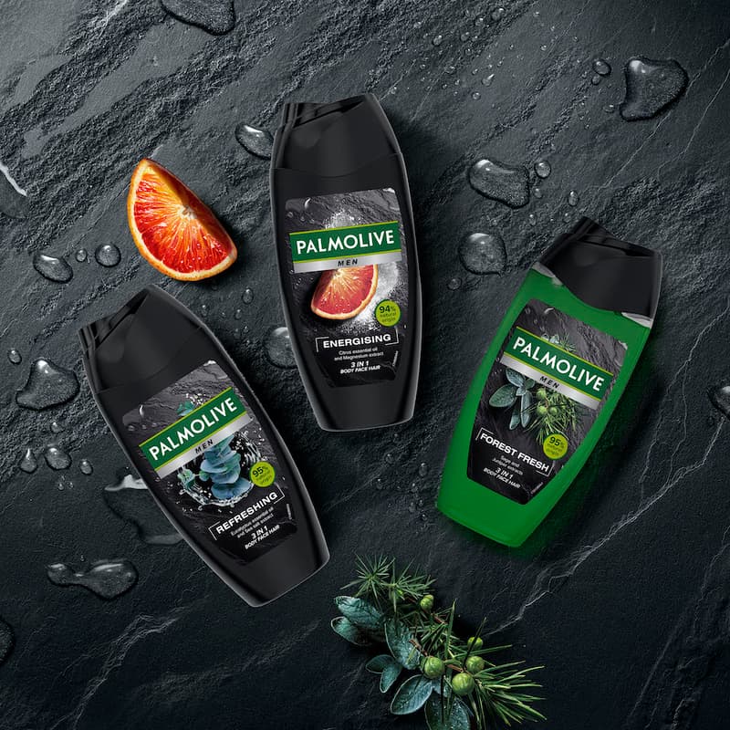 Palmolive For Men Refreshing Sprchový gel 3v1 na tělo, obličej a vlasy pro muže pumpa