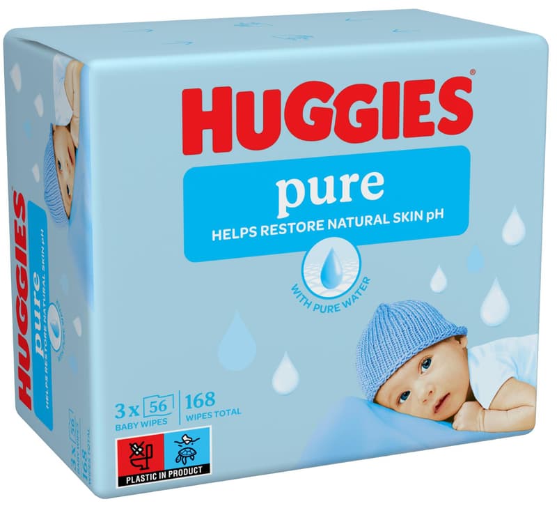 Huggies® Pure triplo dětské vlhčené ubrousky 3×56 ks