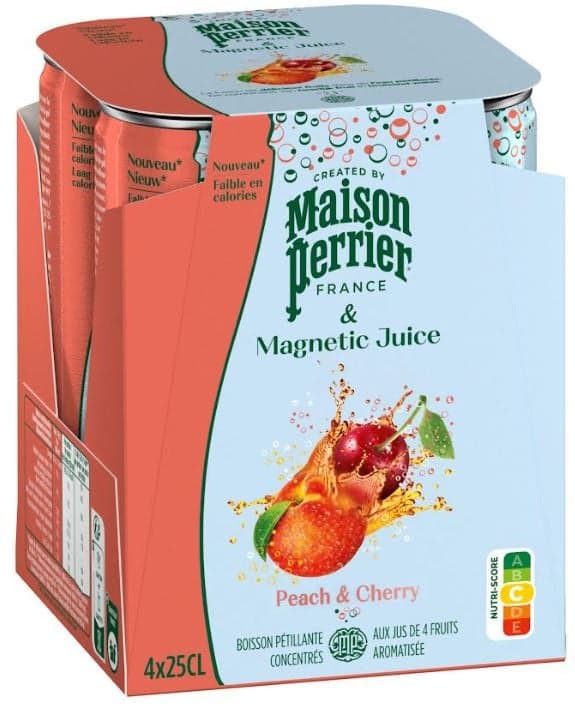 Perrier &  Juice peach and cherry multipack 4 × 250 ml