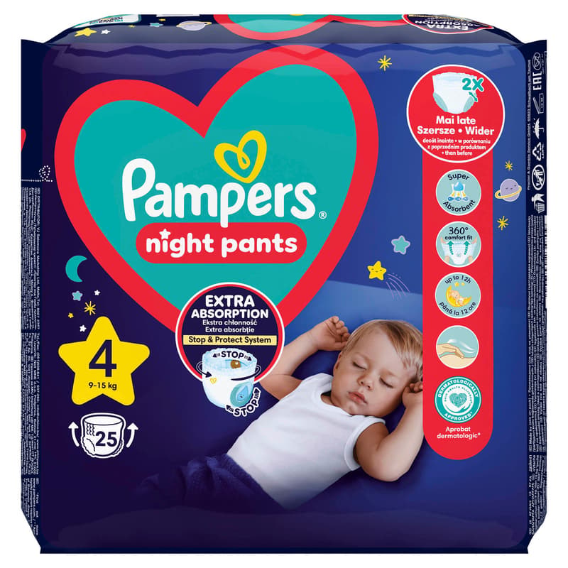 Pampers Night pants plenkové kalhotky 4 (9–15 kg)