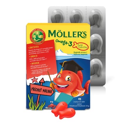 Mollers Omega 3 Želé rybičky 45ks malinová příchuť