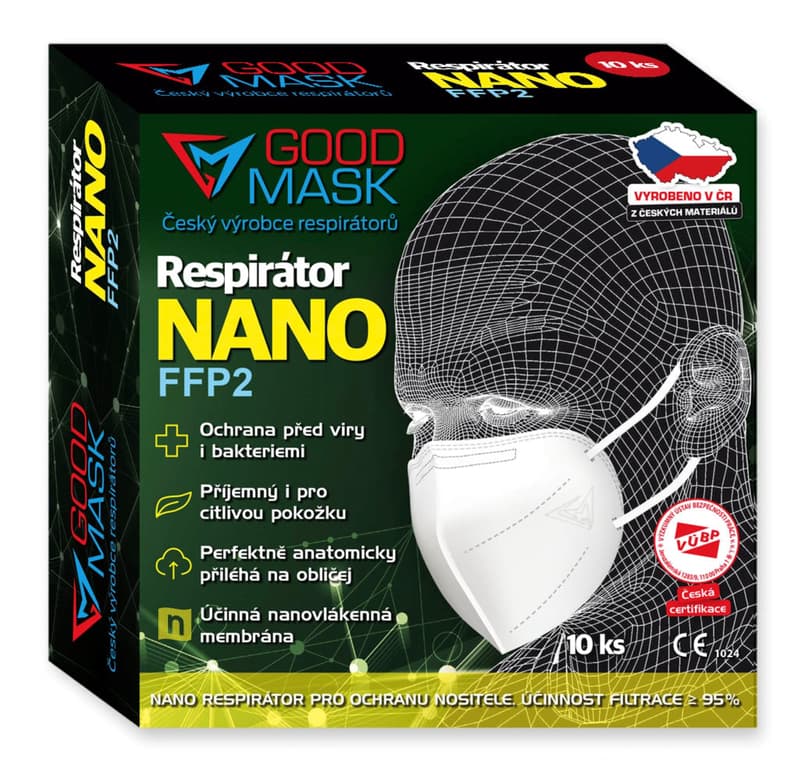 Good Mask Nanorespirators FFP2 made in the Czech Republic, white