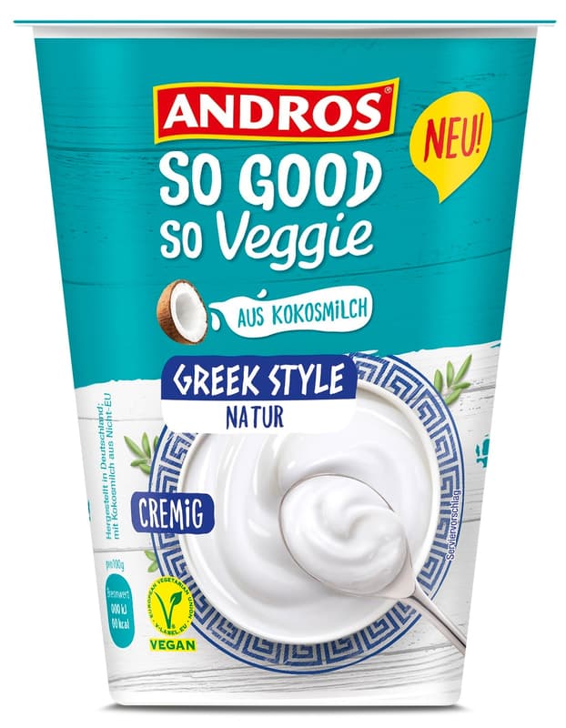 So Good So Veggie Vegan Greek-style dessert with a coconut drink