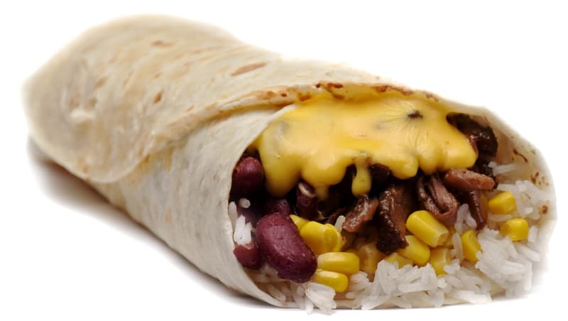 Fresh Fridge beef burrito with slowly drawn shredded meat and cheddar sauce