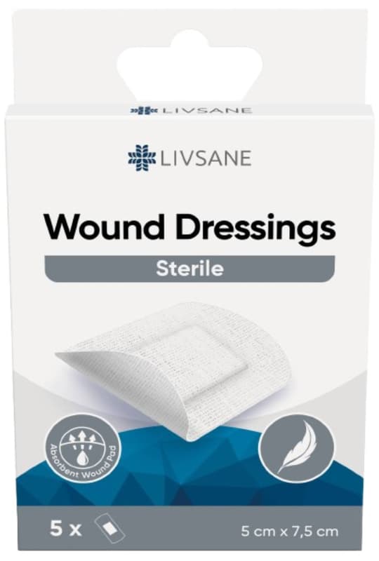 LIVSANE Sterile wound dressing 5x7.5cm 5pcs