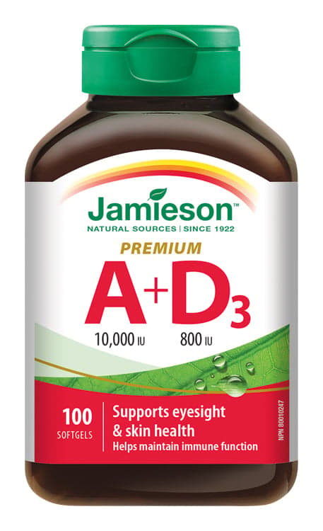 JAMIESON Vitamíny A+D 10000/800 IU Premium cps.100
