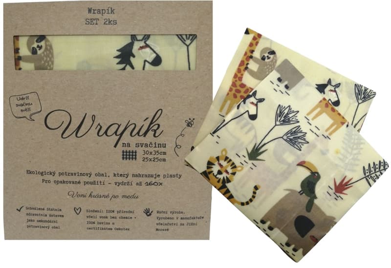 Wrapík Set of waxed napkins for snacks 35 × 30 cm and 25 × 25 cm