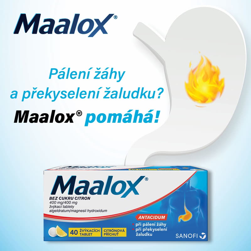 MAALOX BEZ CUKRU CITRON 400MG/400MG žvýkací tableta 40