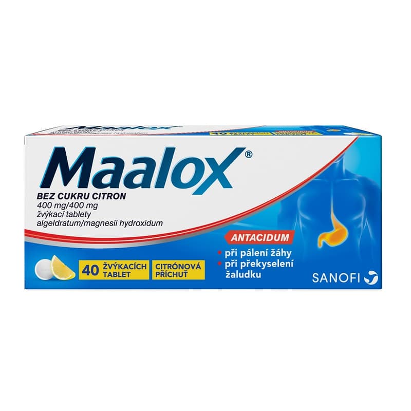 MAALOX WITHOUT SUGAR CITRON 400MG/400MG chewable tablet 40