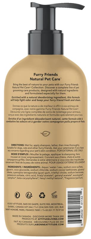 ATTITUDE Furry Friends Natural deodorizing shampoo for pets 