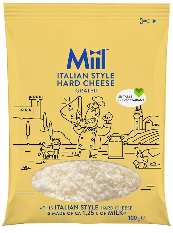 Miil Extra tvrdý sýr italského typu strouhaný 32%