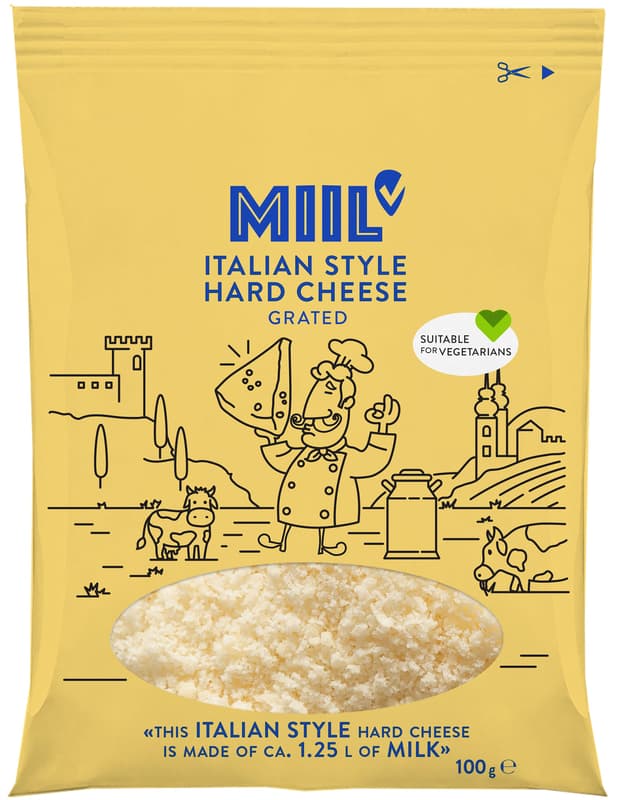 Miil Extra tvrdý sýr italského typu strouhaný 32%