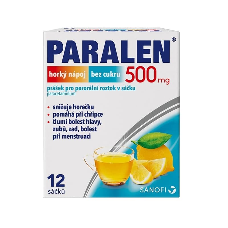 PARALEN HORKÝ NÁPOJ BEZ CUKRU 500MG Prášek pro perorální roztok v sáčku 12