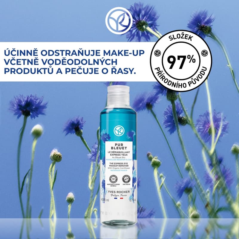 Yves Rocher Pur Bleuet Expresní odličovač na oči s chrpou