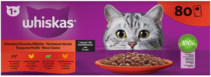 Pouch WHISKAS CORE Classic Selection Chunks in gravy Adult 100g 80-pack