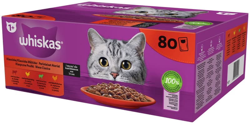 Pouch WHISKAS CORE Classic Selection Chunks in gravy Adult 100g 80-pack