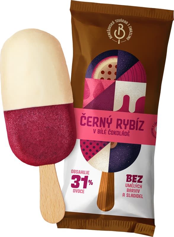 Benešovská továrna na zmrzlinu Nanuk černý rybíz v bílé čokoládě