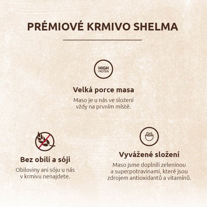 Shelma Bezobilné masové tyčinky pro kočku hovězí