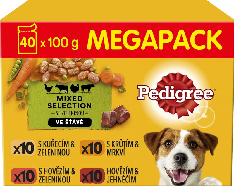 Pedigree kapsičky masový výběr se zeleninou ve šťávě pro dospělé psy 40×100 g