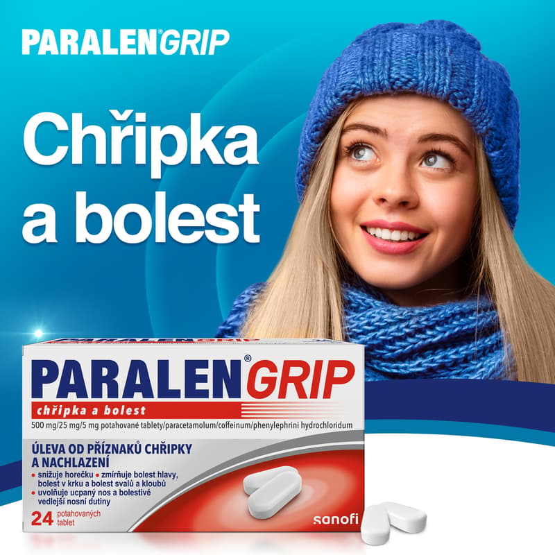 PARALEN GRIP CHŘIPKA A BOLEST 500MG/25MG/5MG Potahovaná tableta 24