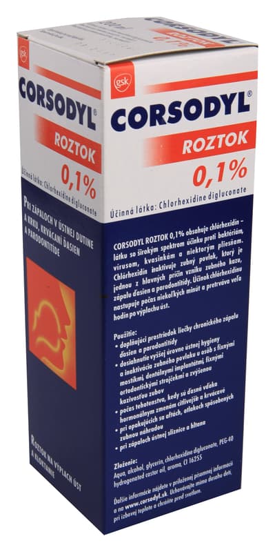 Corsodyl 0.1% ústní voda 200ml