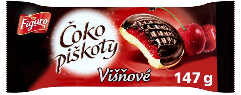 Figaro jaffa biscuits cherry half-coated