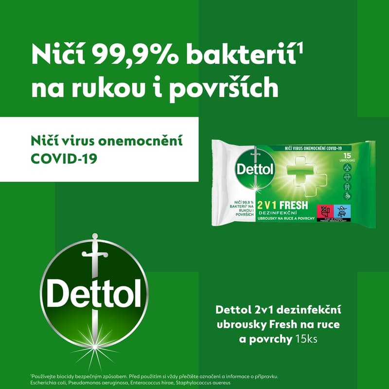 Dettol Dezinfekční ubrousky 2v1 na ruce a povrchy