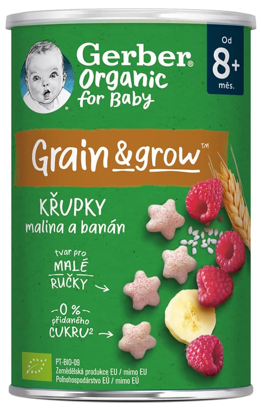 GERBER Organic puffs with raspberry and banana