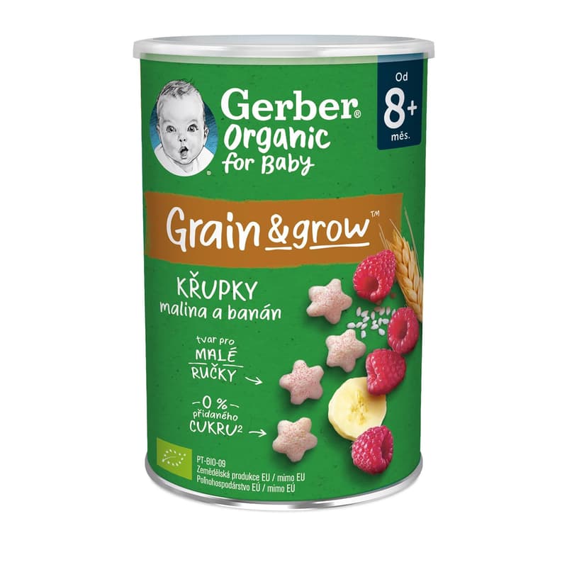 GERBER Organic puffs with raspberry and banana