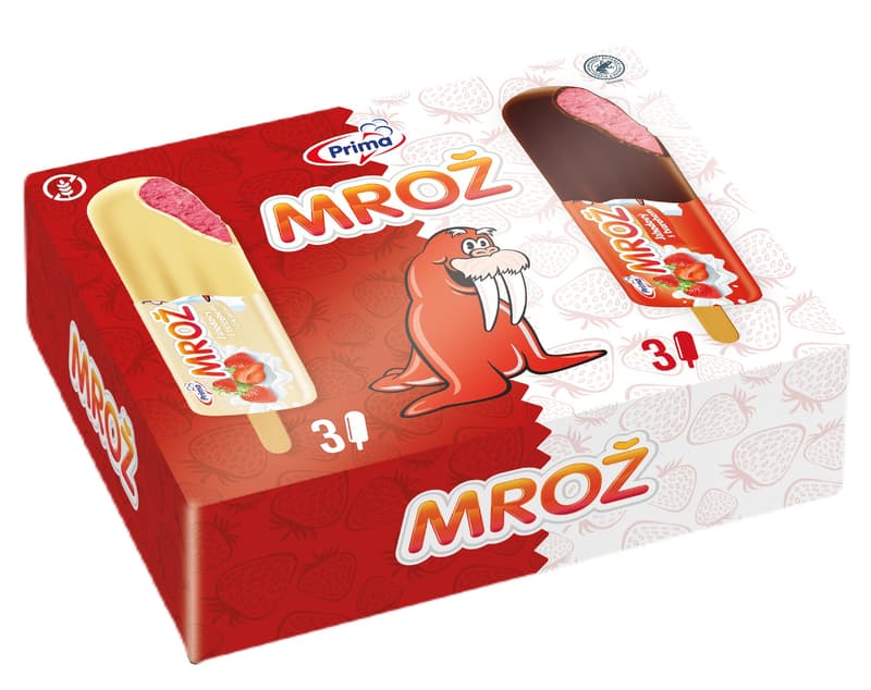 Mrož jahodový tvarohový v polevě multipack 6×45 ml