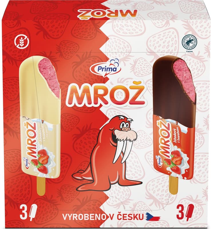 Mrož jahodový tvarohový v polevě multipack 6×45 ml