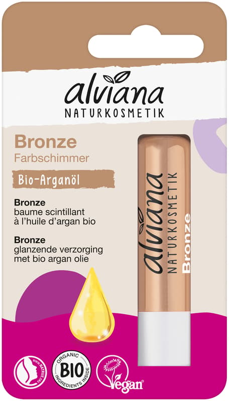 Alviana BIO Balzám na rty s barevným leskem – bronze