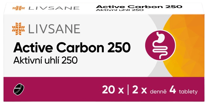 LIVSANE Active Carbon 250 Aktivní uhlí tbl.20