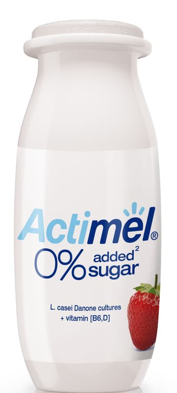 Danone Actimel probiotic yoghurt drink with no added sugar strawberry 4x100g