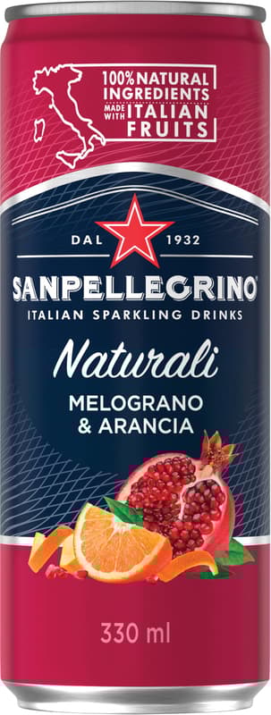 San Pellegrino Melograno Arancia plech (granátové jablko a pomeranč)